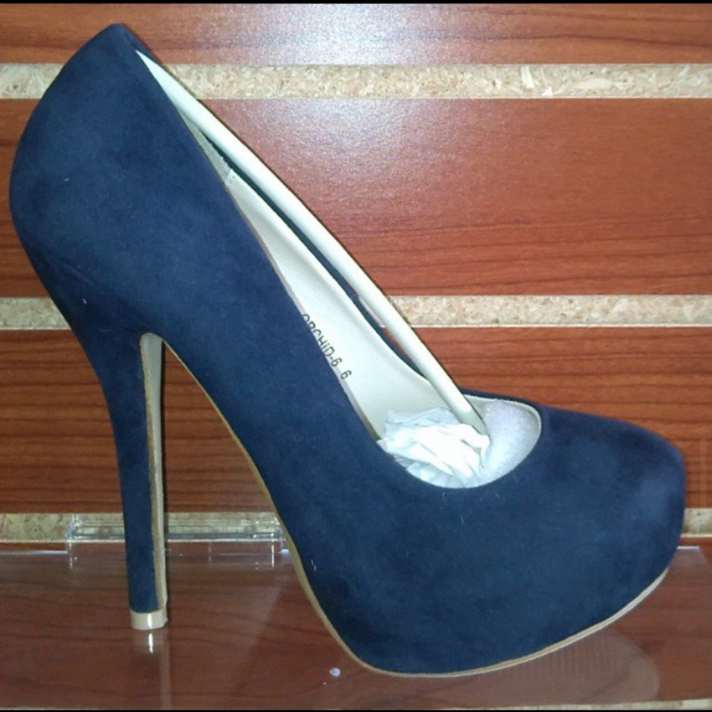 New Navy Faux Suede Heels